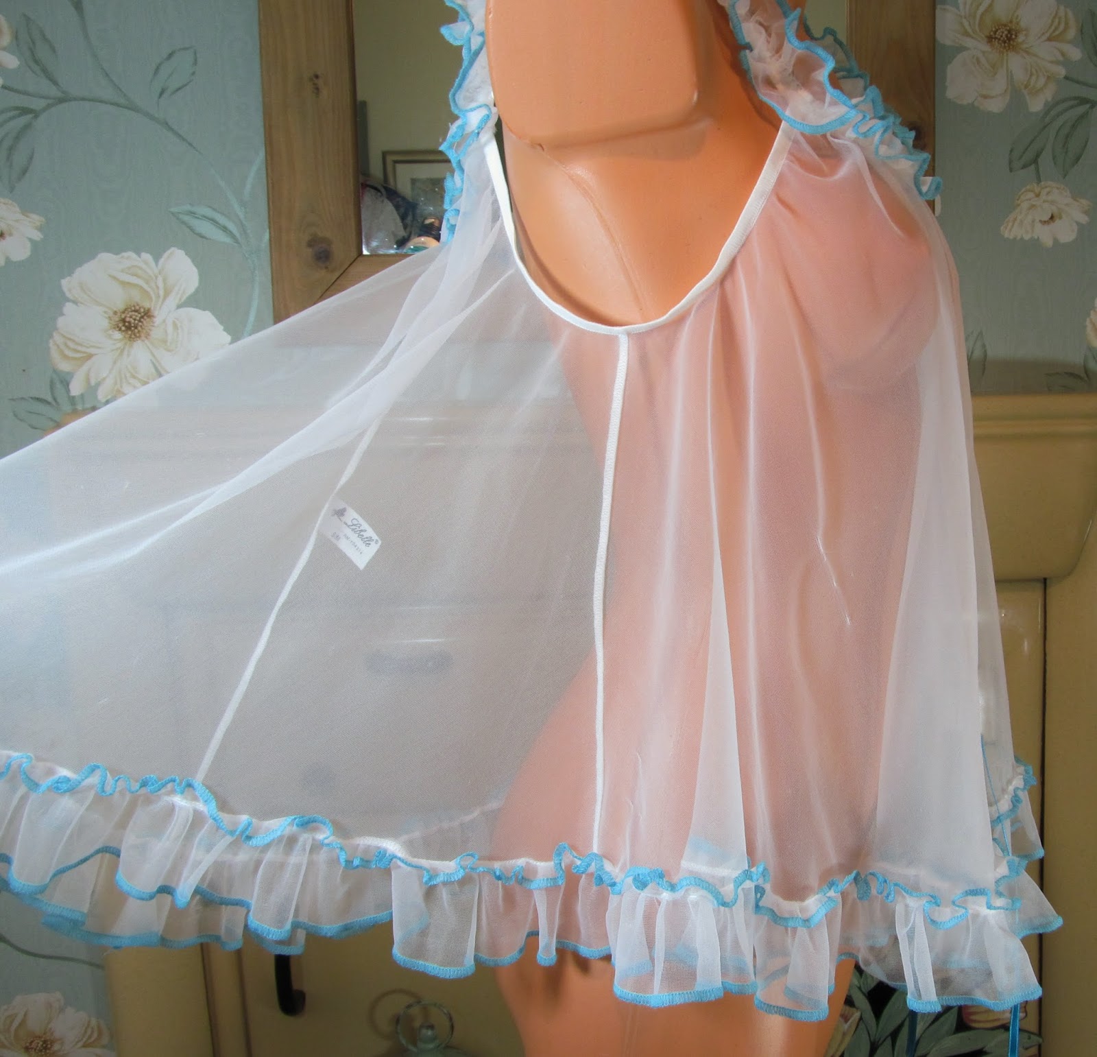 Sheer babydoll with scarves satin sheets pic